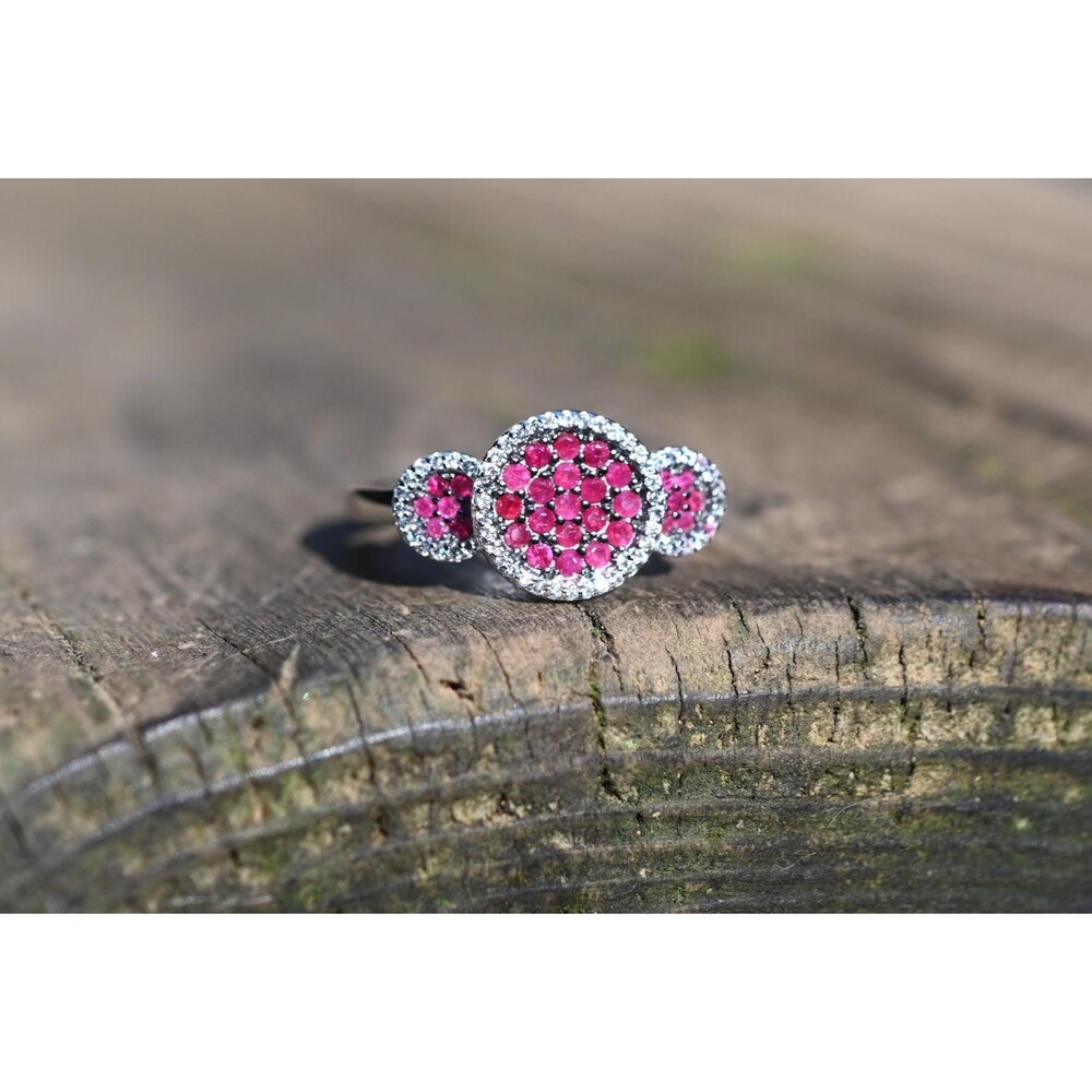 Ruby and topaz engagement ring size 9 in sterling silver